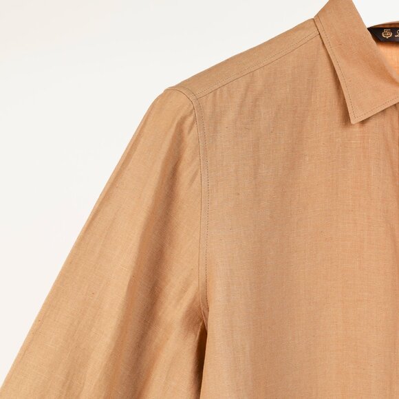 Loro Piana Tan Linen Long-Sleeve Buttoned Shirt - Picture 4 of 8